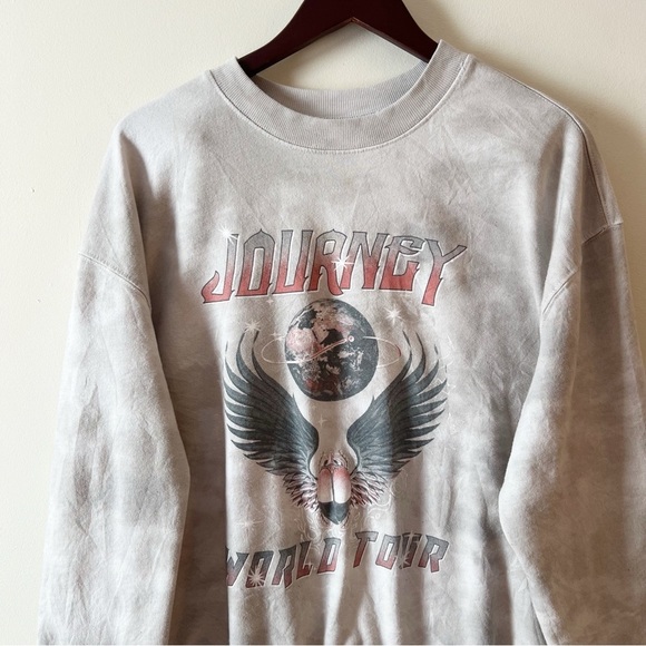 Journey World Tour Pullover Sweatshirt Size XXL logo Tie Dye Light Gray - Picture 2 of 6
